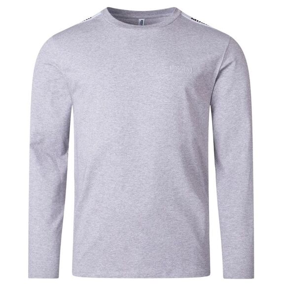 Moschino Mens Taped Shoulders Long-Sleeved T-Shirt / Gray